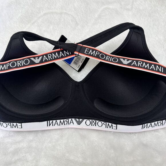 Emporio Armani Women's Iconicic Logoband Cotton Blend Black Bralette Bra SZ XL - Picture 10 of 10